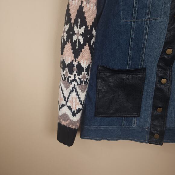 Yigal x AQUA Faux Fur-Trim Mixed Media Coat Size S - Picture 4 of 9